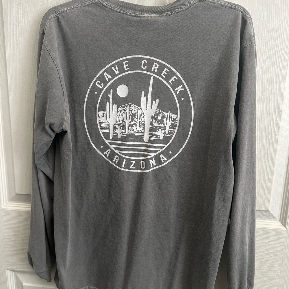 Gray Long Sleeve Shirt with Cave Creek, Arizona Graphic